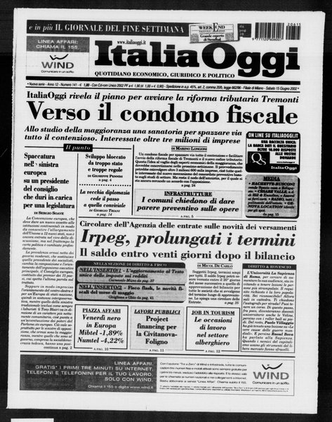 Italia oggi : quotidiano di economia finanza e politica